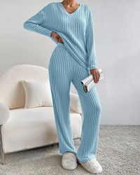 Petra | Damen Zweiteiler Set Loungewear | Hausanzug in Himmelblau