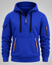 Daniel | Herren Sportlicher Half-Zip Hoodie in Blau