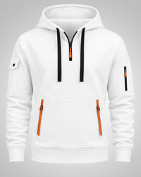 Daniel | Herren Sportlicher Half-Zip Hoodie in Weiß