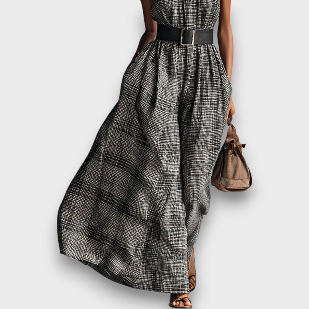 Marvella – Ärmelloses Maxikleid mit Karomuster