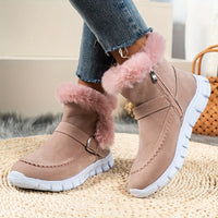 Winterschuhe Damen Stiefel | Seitlicher Reißverschluss mit Riemendetail in Rosa