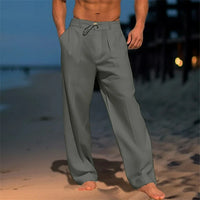 Erik | Leichte Leinenhose in Unifarbe in Grau