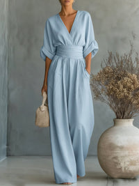 Ainslee - weicher, weit geschnittener Jumpsuit in Blau