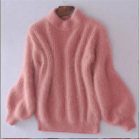 Emilie - Locker gestrickter Wollpullover in Rosa