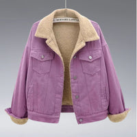 Denim Winterjacke für Frauen - Aleyza in Lila