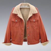 Denim Winterjacke für Frauen - Aleyza in Orange