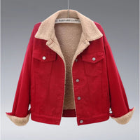 Denim Winterjacke für Frauen - Aleyza in Rot