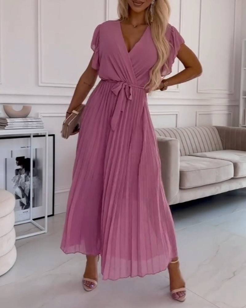 Saoirse® | Elegantes Kleid mit gerafften Ärmeln und V-Ausschnitt