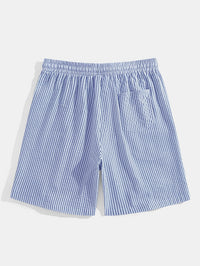 Herren Casual Elastisch Taille Gestreift Sommer Shorts in Blau