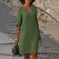 Adele - Bequemes V-Ausschnitt Kleid in Olivgrün