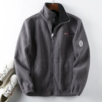 Doppellagige, gesteppte, warme Unisex-Jacke - Alois in Grau