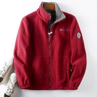 Doppellagige, gesteppte, warme Unisex-Jacke - Alois in Rot