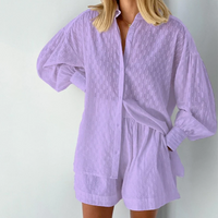 2-teiliges Sommeroutfit mit Bluse und Shorts – Isla in Lila