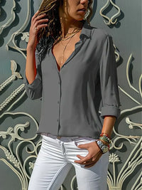 Clara | Elegante V-Ausschnitt Freizeitbluse in Grau