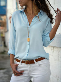 Clara | Elegante V-Ausschnitt Freizeitbluse in Hellblau