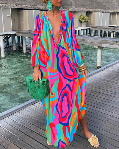 Sophia | Bohemian Maxi Dress with Retro Print