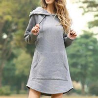 Sophie | Elegantes Hoodie-Kleid Damen casual & bequem in Grau