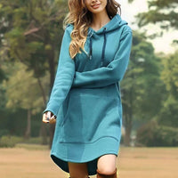 Sophie | Elegantes Hoodie-Kleid Damen casual & bequem in Blau