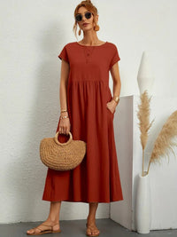 Leni | Kleid mit Taschen in Braun
