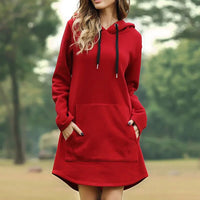 Sophie | Elegantes Hoodie-Kleid Damen casual & bequem in Rot
