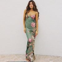 Lianna | Maxikleid mit rosa Blumenakzenten in Gemüse