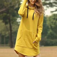 Sophie | Elegantes Hoodie-Kleid Damen casual & bequem in Gelb