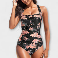 Lina - Einteiler Badeanzug in Schwarz-Rosa