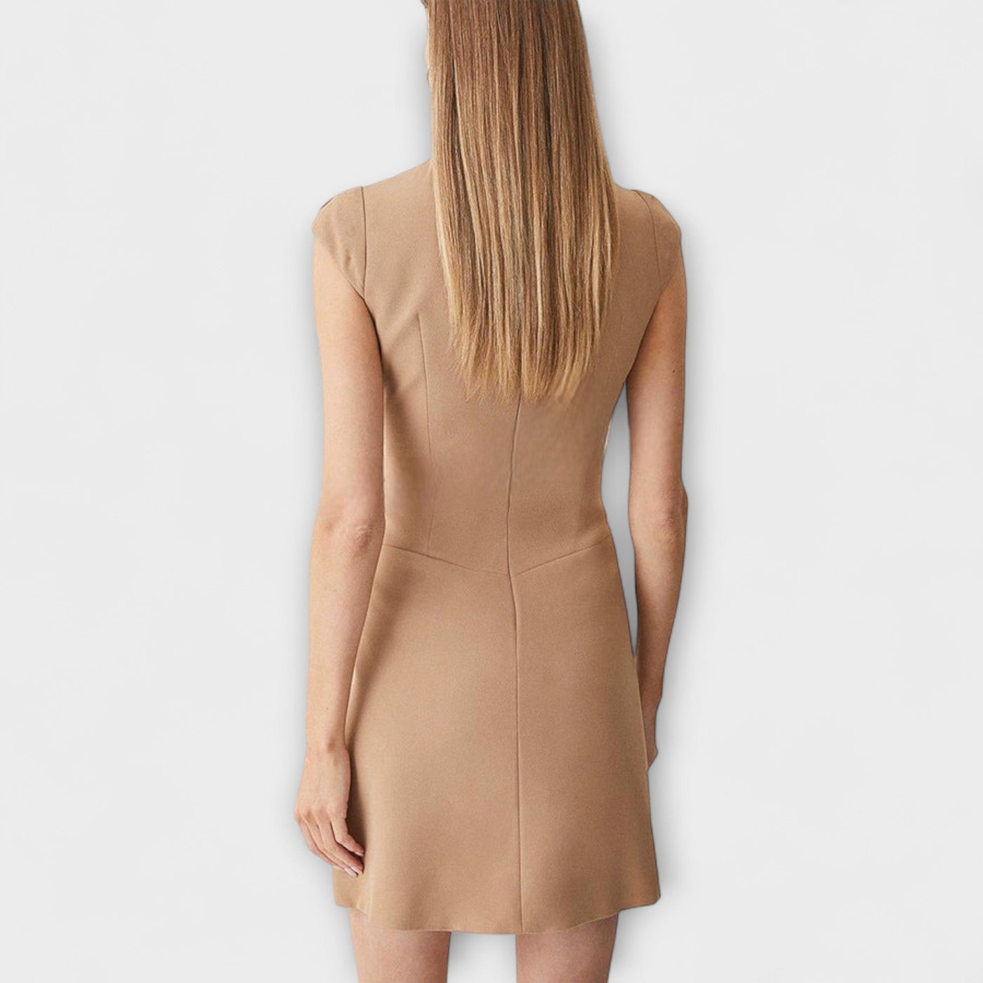 Elowen - Militärisch inspiriertes Patchwork-Minikleid mit hohem Kragen