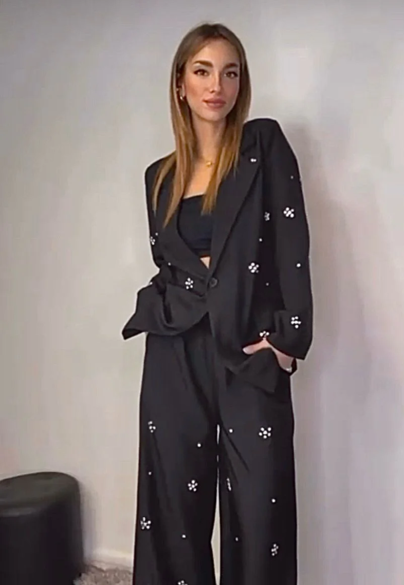 Flowers - Suit Anzug mit Jacke und Hose mit Steindetails