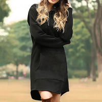 Sophie | Elegantes Hoodie-Kleid Damen casual & bequem in Schwarz