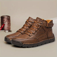 Winterschuhe Herren | Gefütterte Schnürstiefel Knöchelhoch in Braun