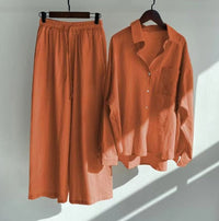 Madeleine - Sommerset aus Leinen in Orange