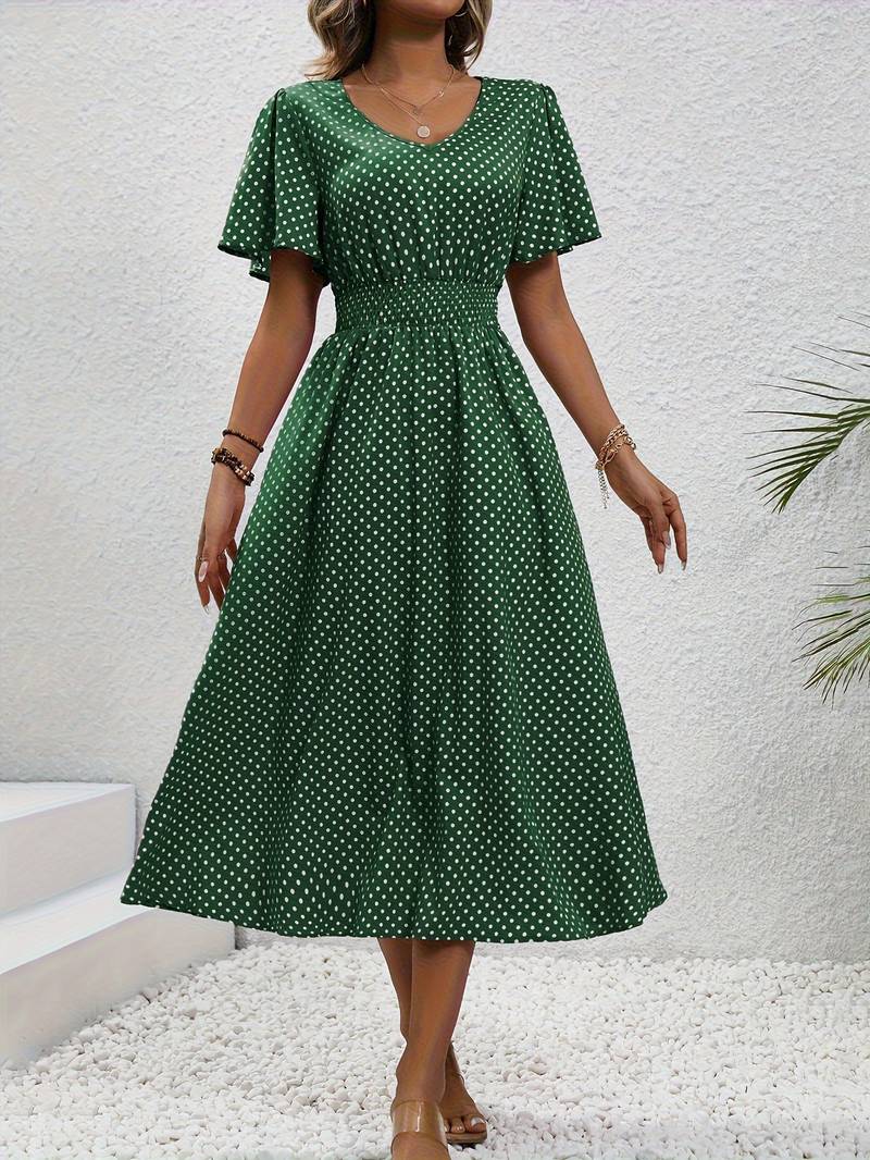 Bettina – Kurzarmkleid Damen Allover-Print Für Frühling Sommer