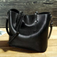 Nicole | Vintage Leder-Schulterhandtasche in Schwarz