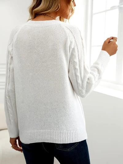 SOLIDER KABELSTRICKPULLOVER FÜR DAMEN | ELEGANTER WARMER STIL