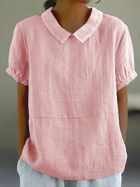 Adele - Damen Sommerbluse Baumwolle Kurzarm in Rosa