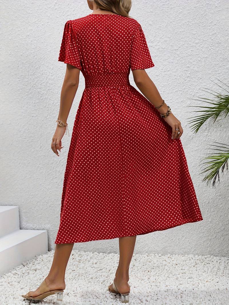 Bettina – Kurzarmkleid Damen Allover-Print Für Frühling Sommer