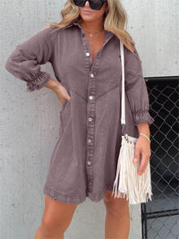 Nola | Stilvolles Denim-Midi-Kleid mit Umlegekragen in Taupe