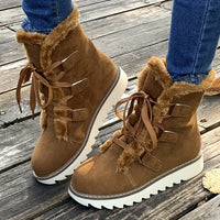 Winterschuhe Damen | Mit Schnürung Und Plateausohle Stiefel in Khaki