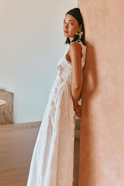 Elise | Besticktes Ärmelloses Midikleid