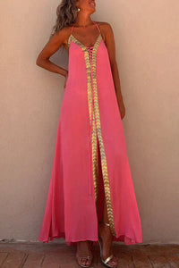 Vicky - Lässiges ärmelloses Maxikleid in Rosa