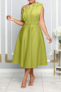 Ein-Schulter-Cocktailkleid für Damen | Midi in Grün
