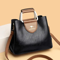 Liza | Damen Elegante Schulter Ledertasche mit Schnalle in Schwarz