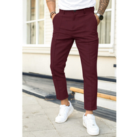 Leonard | Herren Elegant Hose | Schwarz in Weinrot
