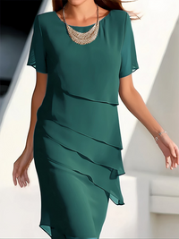 Ivie | Chiffon Kleid Blau | Midi in Grün