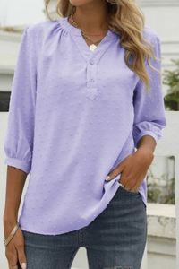 Pamela | Damen Elegant Oberteile | Weiß Top in Flieder