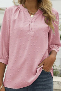 Pamela | Damen Elegant Oberteile | Weiß Top in Hellrosa
