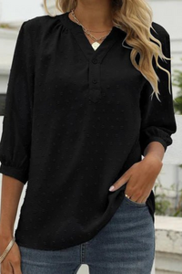 Pamela | Damen Elegant Oberteile | Weiß Top in Schwarz