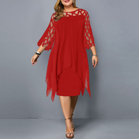 Zelle | Schwarz Partykleid | Midi in Rot