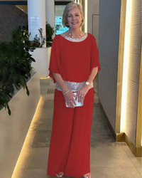 Khloe | Damen Elegant Set | Party Outfit in Rot